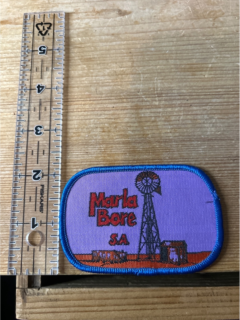 Vintage Marla Bore S.A. Embroidered Patch with Windmill Design